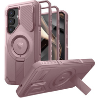 Armored case for Samsung Galaxy S25+ Plus, Dexnor CamProtect MagSafe, pink (Two frames)