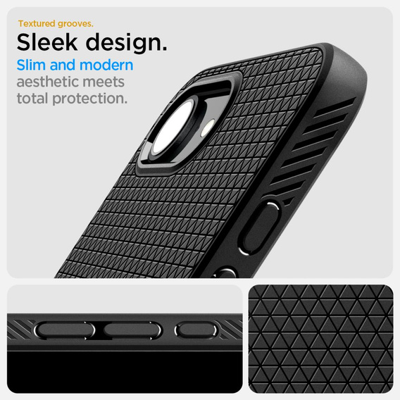 Spigen case for iPhone 16E, Liquid Air, black + 9H Tempered Glass