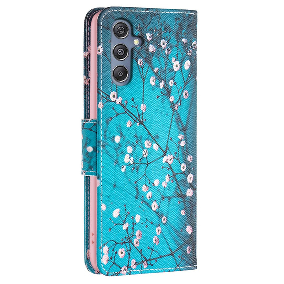 Flip case for Samsung Galaxy M34, Wallet, Sakura, blue