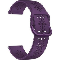 Silicone strap for 20mm Soft Hollowed-out, Dark Purple