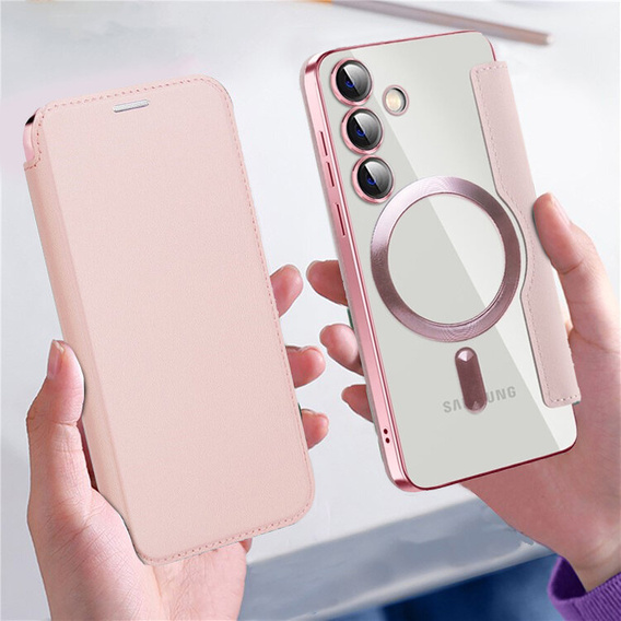 Flip case for Samsung Galaxy S24, RFID Wallet MagSafe CamShield, pink