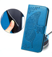 Flip case for Samsung Galaxy M55 5G, Butterfly, blue