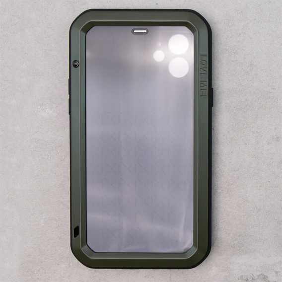 Love Mei Case for iPhone 12, armored with glass, green