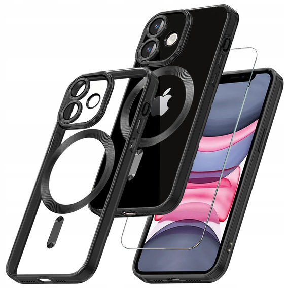 Case for iPhone 11, Electro MagSafe, black + Screen Glass