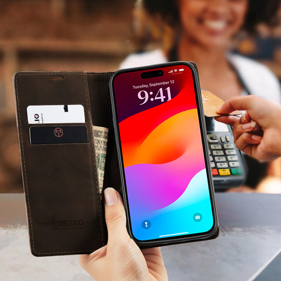 ERBORD Vintage wallet case with flap for iPhone 17 Pro Max