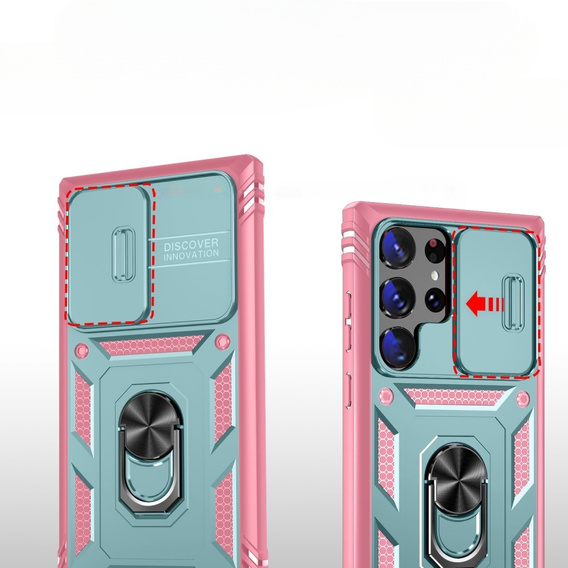 Case for Samsung Galaxy S23 Ultra, CamShield Slide, green / pink