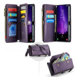 Case CASEME for Samsung Galaxy S24 FE, RFID Leather Wallet, with shoulder strap, purple