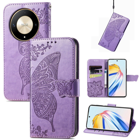 Flip case for Honor Magic 6 Lite 5G, Butterfly, purple