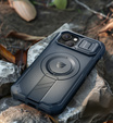 Armored case for iPhone 15, Dexnor CamProtect MagSafe, dark blue (Two frames)