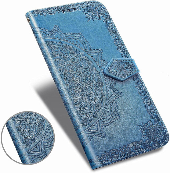 Flip case for Samsung Galaxy M55 5G, Mandala, blue
