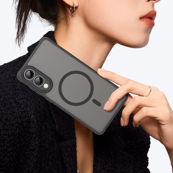 Case for Samsung Galaxy S25 Edge, Kickstand Matt Case, for MagSafe, black + Screen protector
