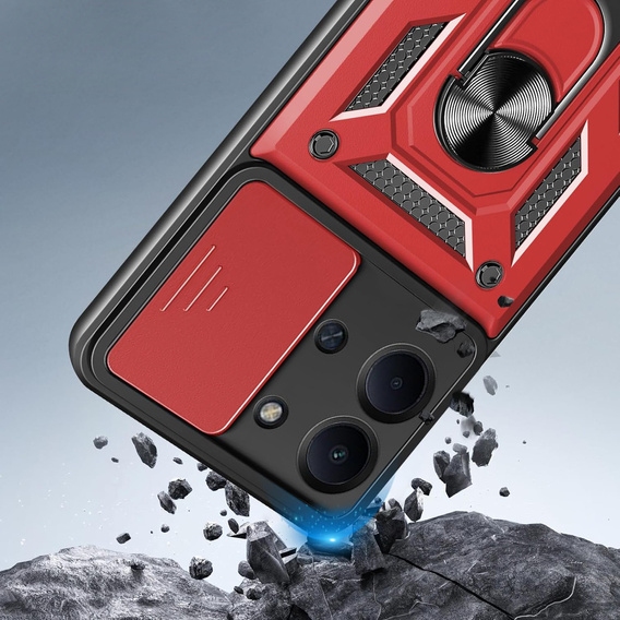 Armoured case for Xiaomi Redmi 15C 4G/LTE, with camera protection, with stand, red