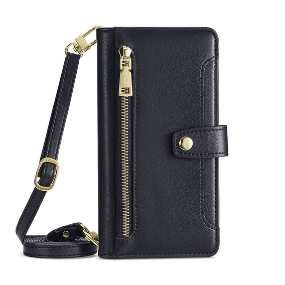 Flip case for iPhone 15 Pro, Wallet Zipper Pocket, black
