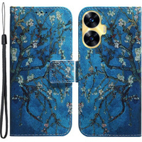 Flip case for Realme C55, Wallet, Cherry blossom, blue