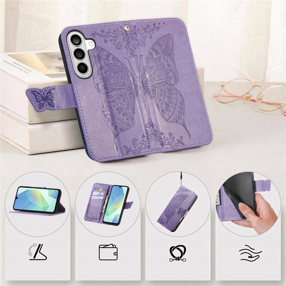 Butterfly flip case for Samsung Galaxy A37 5G, purple