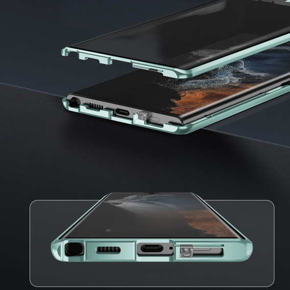 Magnetic Dual Glass MagSafe case for Samsung Galaxy S24 Ultra, green