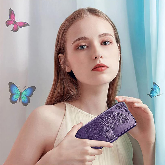 Flip case for Motorola Edge 60 / 60 Fusion, Butterfly, purple