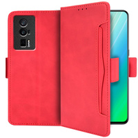 Flip case for Poco F5 Pro 5G, Card Slot, red
