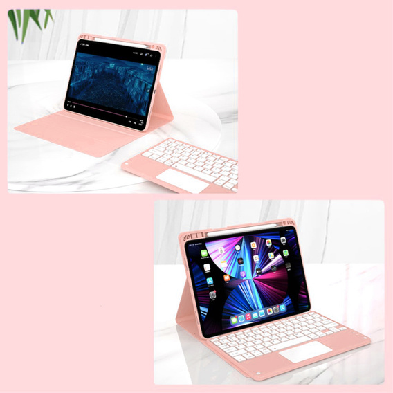 Case + keyboard iPad Air 10.9 4 2020 / 5 2022, Touchpad, pink rose gold