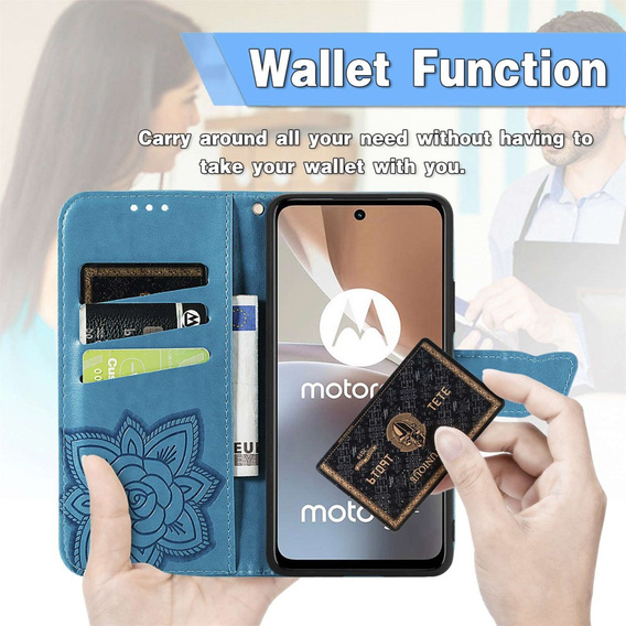 Flip case for Motorola Moto G32, Butterfly, blue