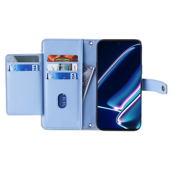 Flip case for Realme 11 Pro 5G / Pro+ 5G, Wallet Zipper Pocket, blue
