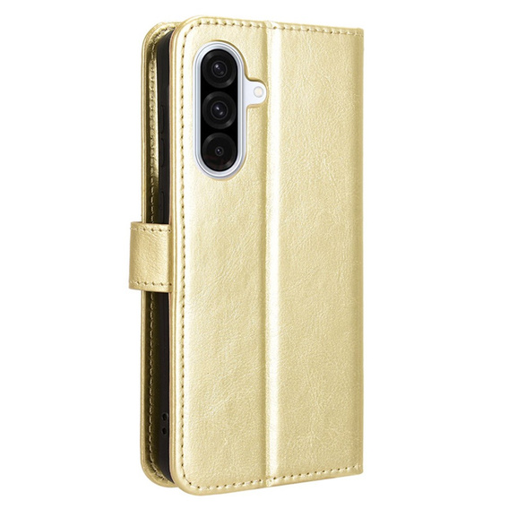 Flip case for Samsung Galaxy A56, Crazy Horse Wallet, gold