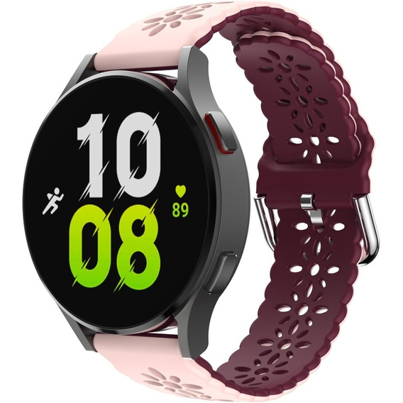 Universal 20mm Soft Hollowed-out Silicone Strap, pink/maroon