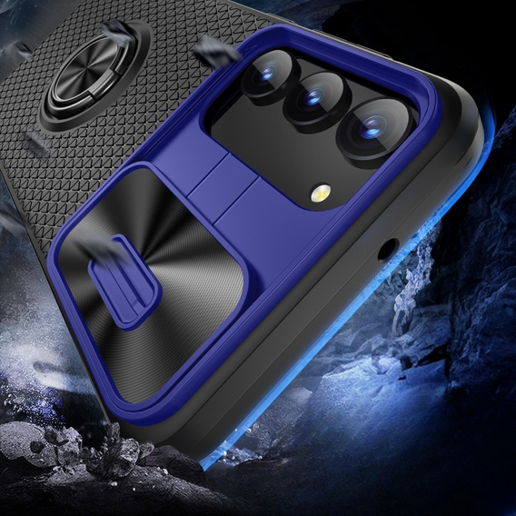 Case for Samsung Galaxy S23, Camera Slide Ring, black / blue