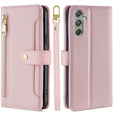 Flip case for Samsung Galaxy M34, Wallet Zipper Pocket, pink