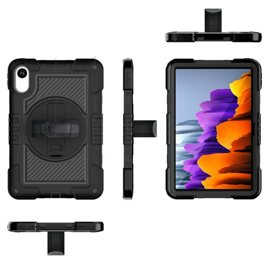Armoured case for Xiaomi Redmi Pad 2, with stand and shoulder strap – black