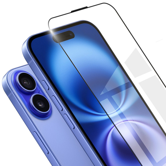 3D Tempered Glass for iPhone 16, black
