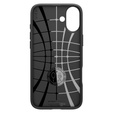 Spigen case for iPhone 16, Liquid Air, black + 9H Tempered Glass