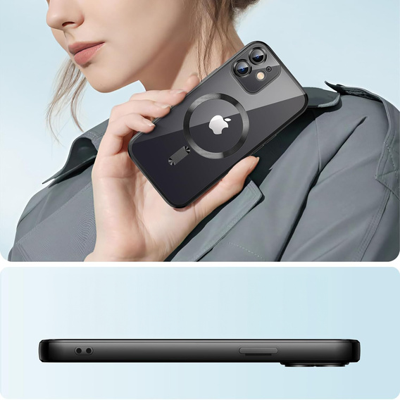 Case for iPhone 12, Electro MagSafe, black + Screen Glass