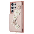 Case for Samsung Galaxy S25 Ultra, Leather Flower Card Slot, pink