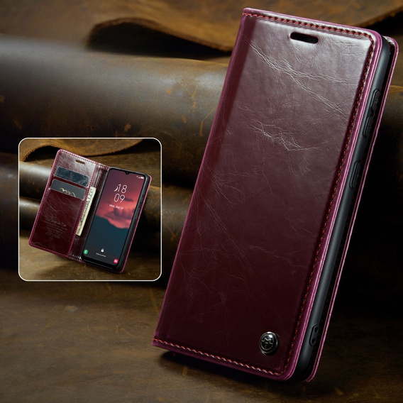 CASEME flip case for Samsung Galaxy A34 5G, Waxy Textured, red