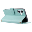 Flip case for iPhone 16 Plus, Rhombus Crossbody Leather, green