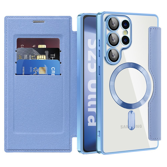 Flip case for Samsung Galaxy S25 Ultra, RFID Wallet MagSafe CamShield, blue