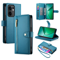Flip case for Oppo Reno 13F 5G, Wallet Zipper Pocket, blue