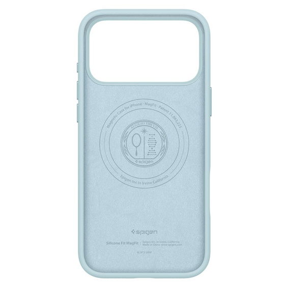 Spigen case for iPhone 17 Pro, Silicone Fit MagSafe, Mute Blue