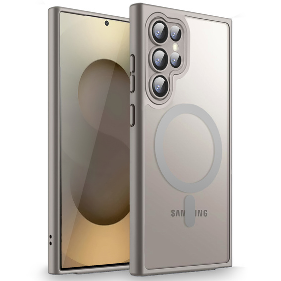 Case for Samsung Galaxy S25 Ultra, for MagSafe, ERBORD Matt Case, titanium grey + Screen Glass