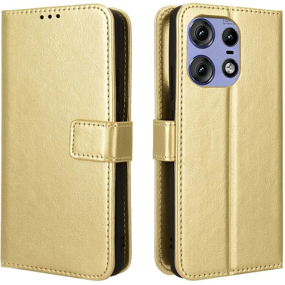 Flip case for Motorola Edge 50 Pro, Crazy Horse Wallet, gold