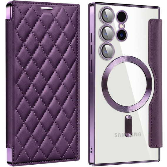 Flip case for Samsung Galaxy S24 Ultra, RFID Wallet MagSafe CamShield, purple