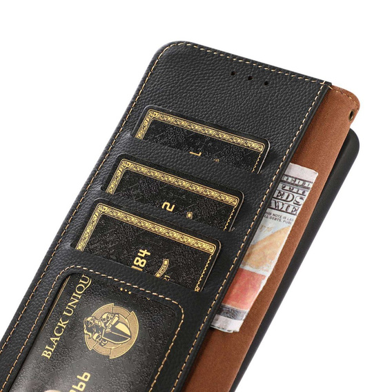 KHAZNEH RFID case for Xiaomi Poco F6 Pro, Litchi Texture, black
