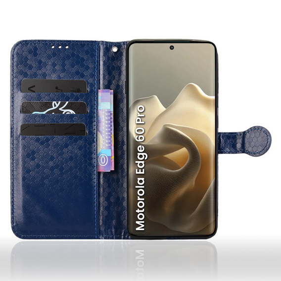 Flip case for Motorola Edge 60 Pro, Wallet Rhombus, blue