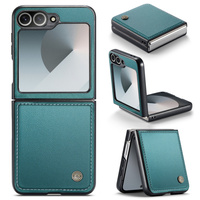 Case for Samsung Galaxy Z Flip7 FE / Z Flip6, CASEME Litchi Leather, green