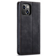 CASEME case for iPhone 14, Leather Wallet Case, black