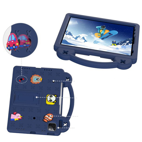 Children's case for iPad 10.9 2022 10 Gen, Cute Patterns, with stand, dark blue