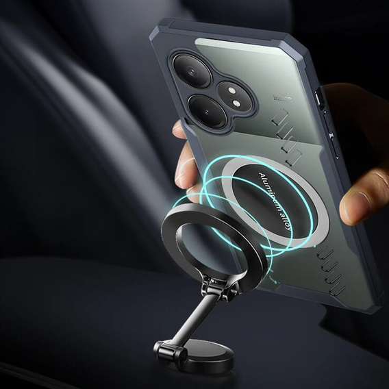 Case for Realme GT 6 / 6T, with magnetic sheet, transparent / black