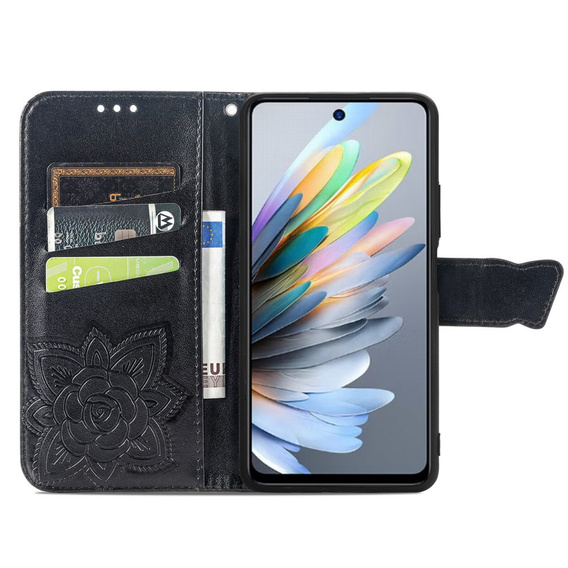 Flip case for Motorola Moto G15 / Motorola Moto G15 Power, Butterfly, black
