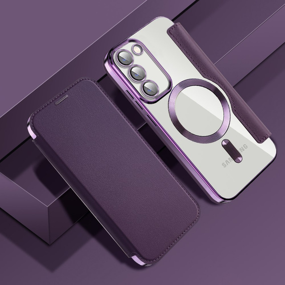 Flip case for Samsung Galaxy S23, Wallet, MagSafe, purple